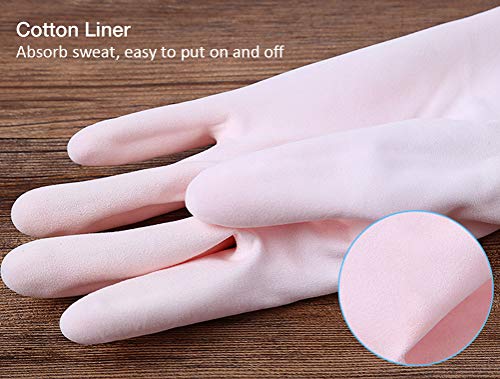 Alimat Plus 3 Pack Reusable Cleaning Gloves Latex Free - Dishwashing Gloves With Cotton Flock Liner And Embossed Palm - Waterproof Household Gloves For Laundry, Gardening (Small) #TOP2