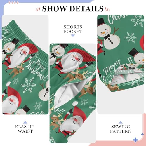 Merry Christmas Snowman Santa Boys Long Pants Soft Trousers Elastic Waist Kids Lounge Bottoms with Pockets S-XL4