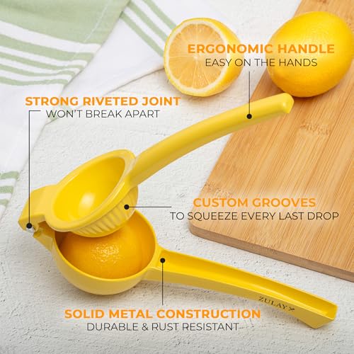 Image of Zulay Kitchen Metal Lemon Squeezer - Handheld Lemon Juicer Squeezer - Easy to Use Citrus Juicer - Manual Press for Extracting the Most Juice Possible - Extracts Every Last Drop