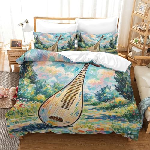 Housse de couette Pipa 3D avec fermeture éclair cachée et parure lit microfibre douce
