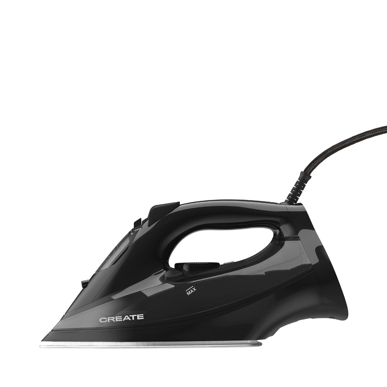 CREATE/IRON FLAT 3000 / Plancha de vapor negro/Sistema de encendido rápido, cable de 2m, sistema de seguirdad, deposito de 380 ml, antihaderente y dislizante, 3000W