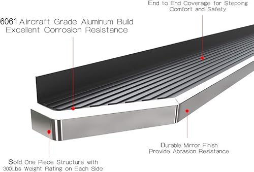 Miniatura 5 de HD Ridez Estribo de estilo plano de 6 pulgadas pulido compatible con Dodge Dakota 1999-2000 Quad Cab y Dodge Durango 1997-2000 (barras laterales de