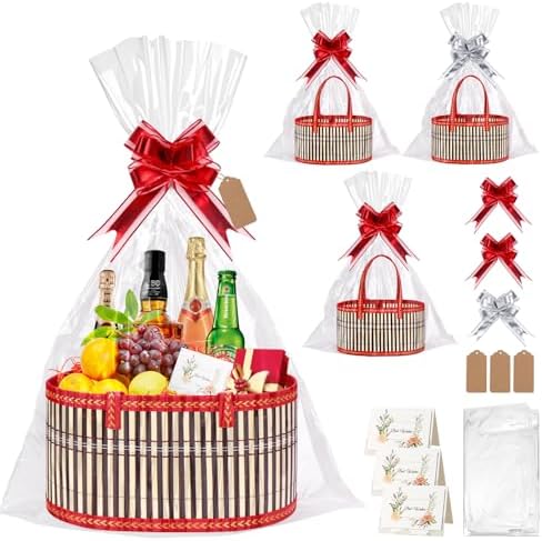 Dreamtop 3 Set Baskets for Gifts Empty, Woven Bamboo Gift Basket ...