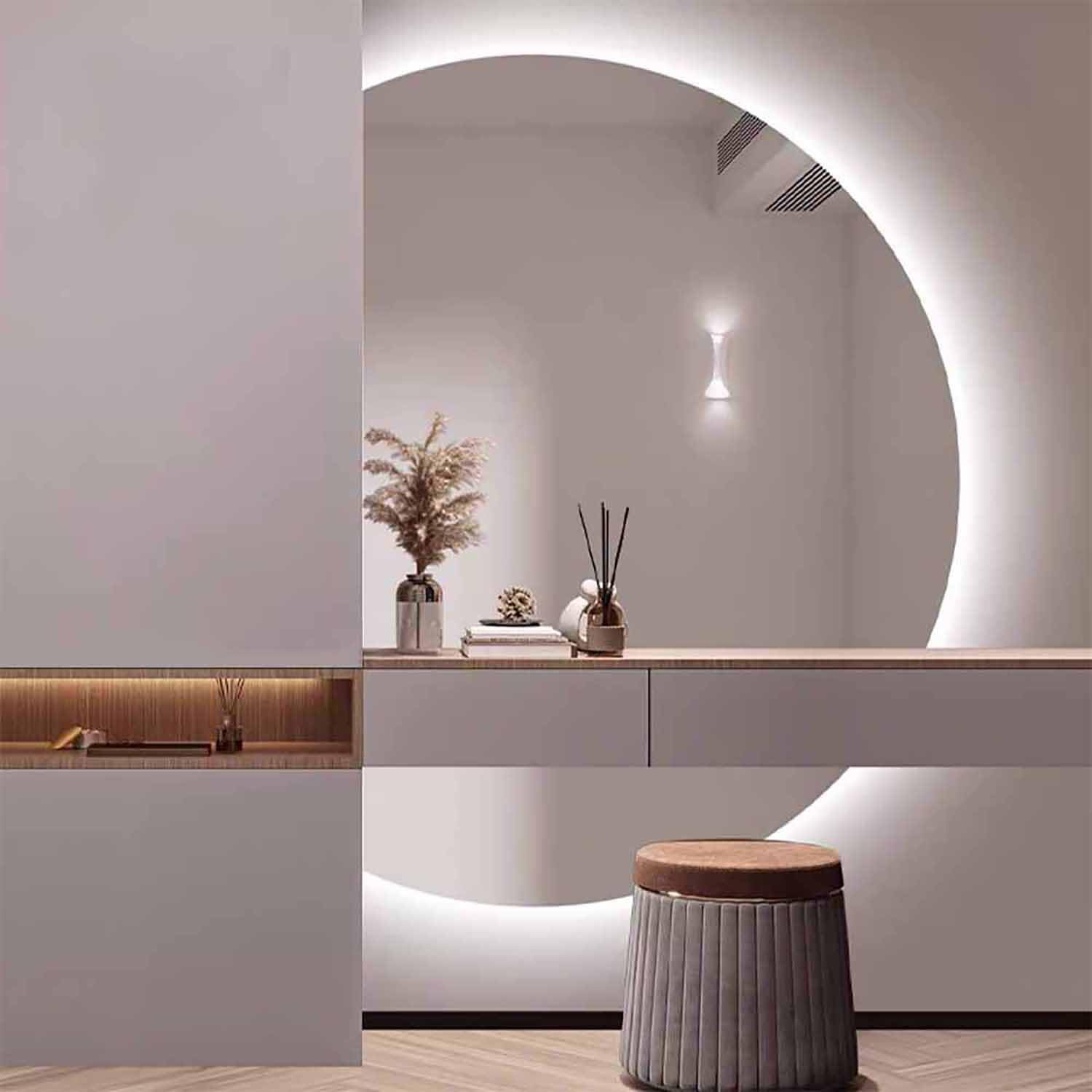 Miroir de salle de bain à DEL à intensité variable avec contrôle tactile antibuée et contrôle tactile moderne, éclairage réglable pour une commodité ultime