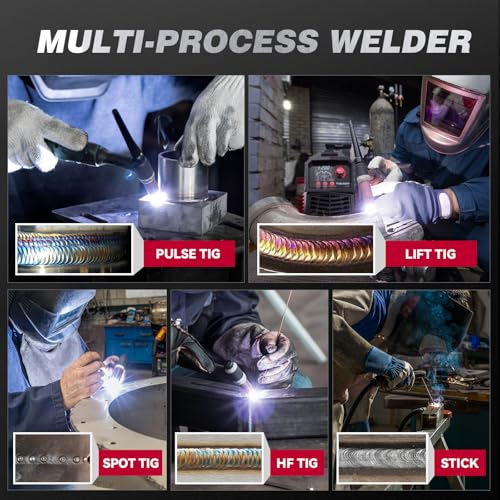 Image of ARCCAPTAIN DC 5 In 1 TIG Welder With Pulse, 200Amp DC 5 In 1 HF /Lift /Pulse /Spot TIG & Stick, 110v /220v Dual Voltage LED Digital Display MultiProcess TIG Welding Machine with 2T /4T TIG200P
