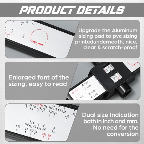 Image of Kingdder 2 Pcs Wheel Stud Rim Bolt Pattern Measuring Tool PCD Ruler Wheel PCD Gauge Lug Bolt Pattern Gauge for 4 5 6 8 Holes Sliding Caliper