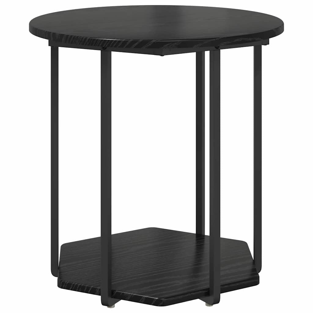 Beistelltisch-Set mit Regal 2 Stück Schwarz Eichen-Optik Wohnzimmer Schlafzimmer Flur Industrial Design langlebig geeignet für Sofas Betten Tische mit Ablage Regal Kompakt