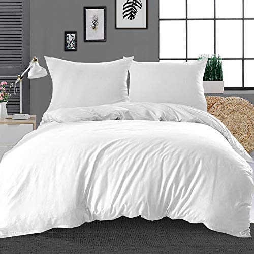 Pizuna 400 Draaddichtheid Katoen 1 Persoons Wit Dekbedovertrek 140x220 cm + 60x70 cm 100% Katoen Met Lange Vezels Dekbedovertrek Wit Satijn Gewoven Beddengoed 40 cm Dubbel Doorlopend Instopstrook