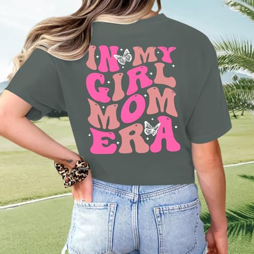 Image of Mama Shirts for Women in My Girl Mom Era Shirt Funny Letter Printed Graphic Tees Casual Tops