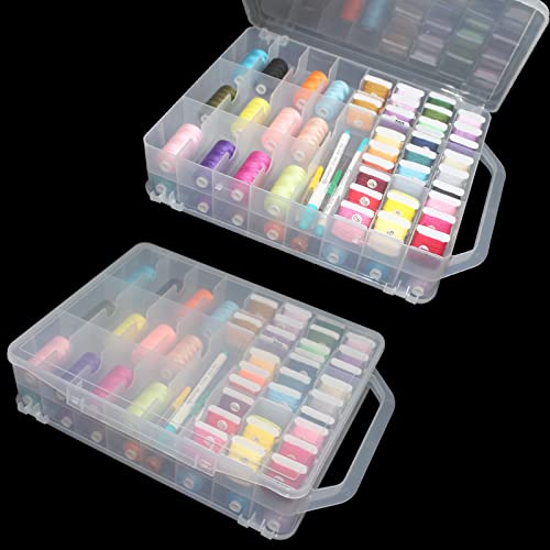 Weimeet Double-Sided Storage Organizer 46 Grids Sewing Organizer Portable Thread Storage Box Clear Plastic Organizer Box For Embroidery And Sewing Threads, Beads, Small Crafts And Toys #TOP5