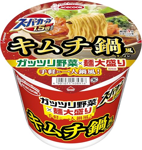 エースコック スーパーカップ1.5倍 キムチ鍋風ラーメン 104g ×12個
