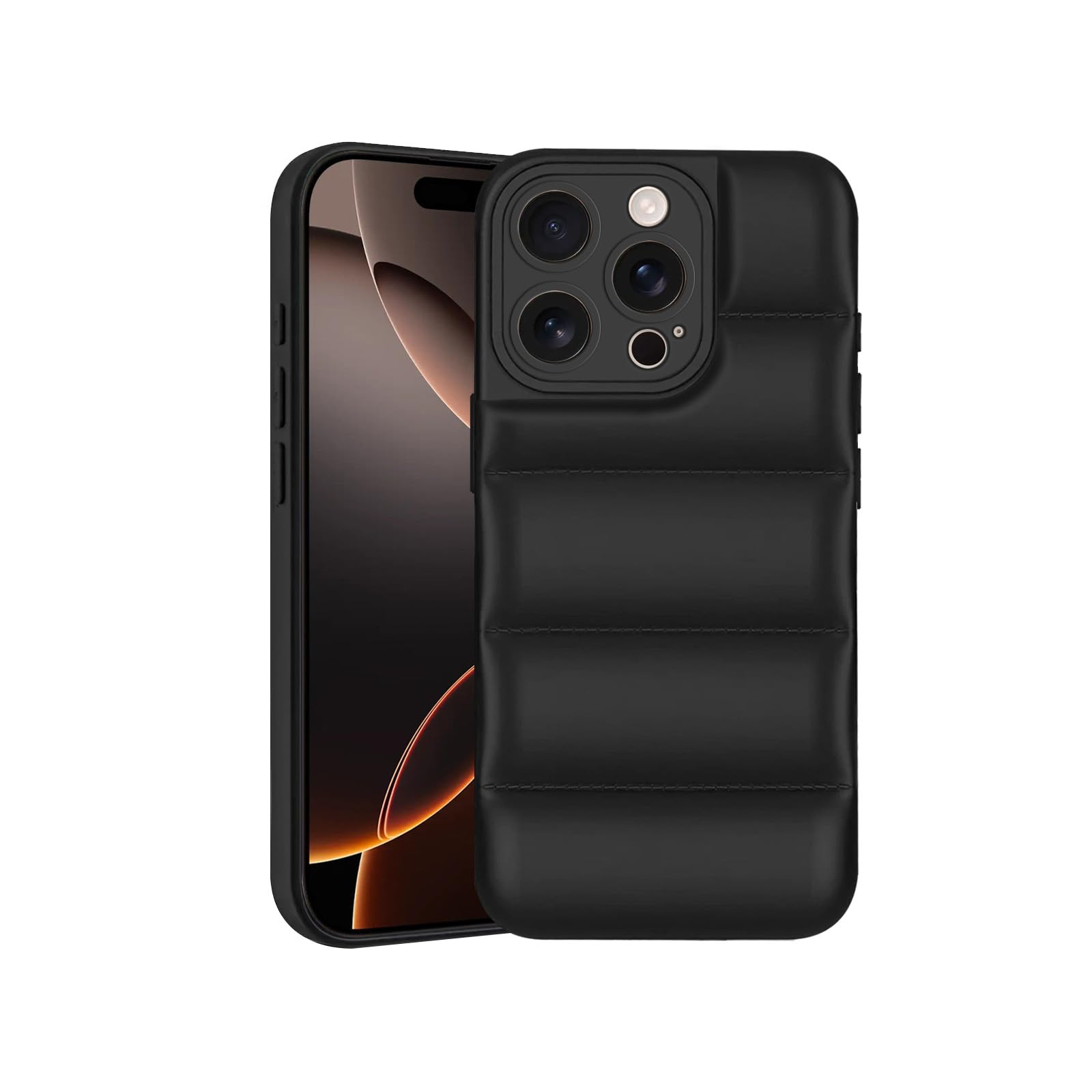 Plus Puffer Case Camera Protection Soft Back Cover for Apple iPhone 16 Pro - Black (B0DHLCFMFQ) Amazon Price History, Amazon Price Tracker