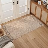 Collive Entryway Door Mat, 27' x 43' Machine Washable Kitchen Rugs, Indoor/Outdoor Low-Profile Doormat Soft Hand-Woven Cotton Bathroom Rug Throw Rugs for Front Back Door Bedroom