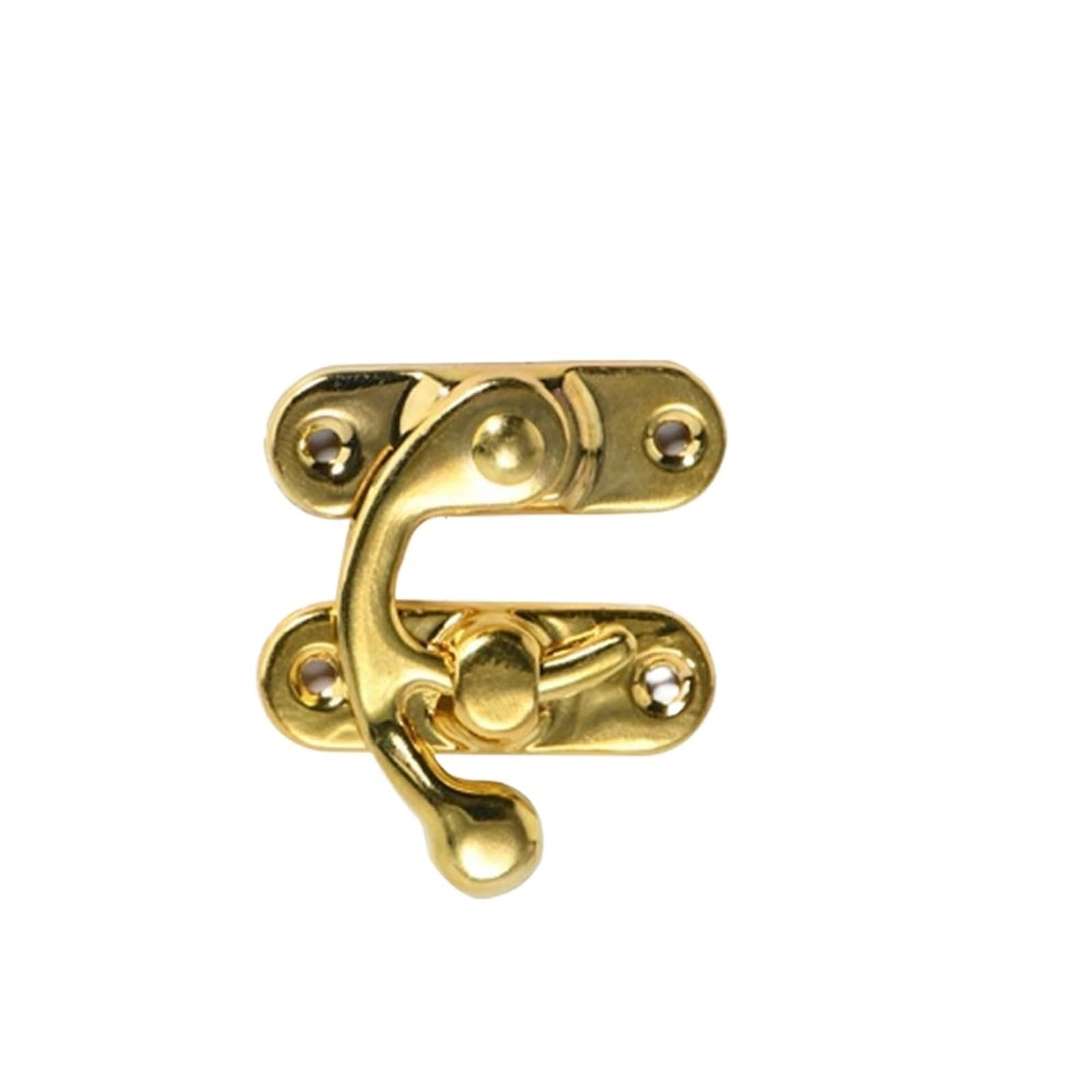 10pcs Retro Horns Locks for Jewelry Wooden Box Metal Lock Antique Bronze Iron Padlock Hasp Hook Curved Buckle with Screws for Boxes v(Gold)