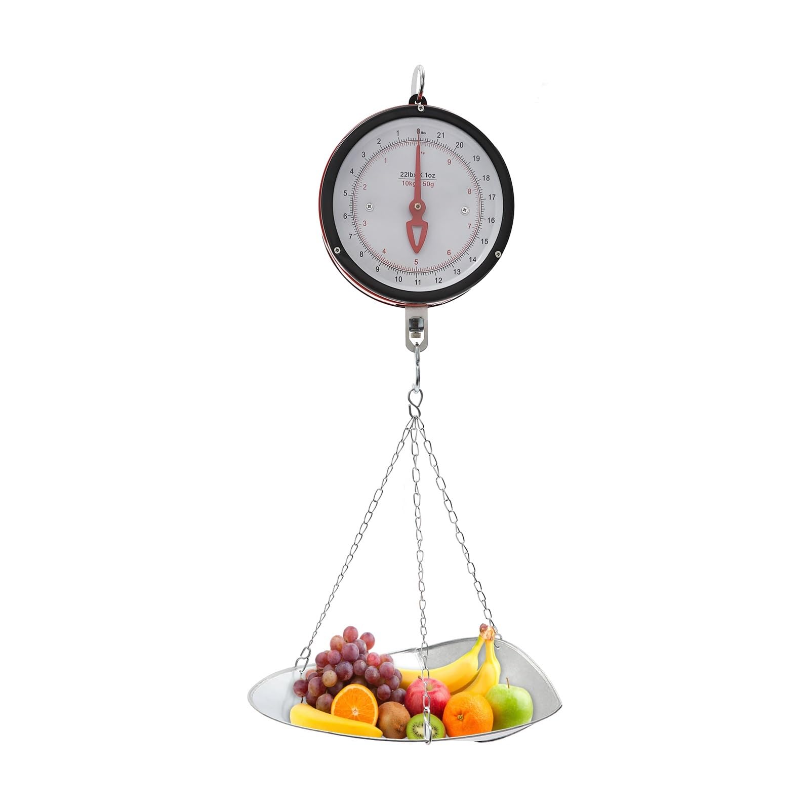 Bilancia Digitale sospesa Bilancia Meccanica sospesa con quadrante a Due Lati Paletta/Catena for la pesatura di Prodotti agricoli, Cucina e Gancio per Gru per carichi Pesanti(10KG)