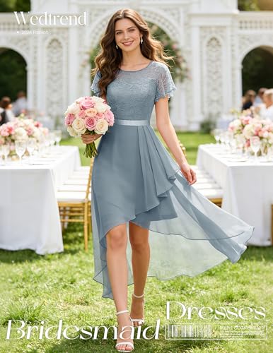 Image of Wedtrend Women's Formal Wedding Guest Dress Ruffle Bridesmaid Dress Flutter Sleeve Prom Dresses for Teens