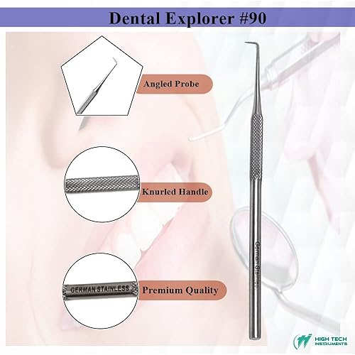 Miniatura 2 de Dental Probe Explorer 90 - Placa de herramientas reutilizable de acero inoxidable y removedor de sarro extremo en ángulo adecuado para uso