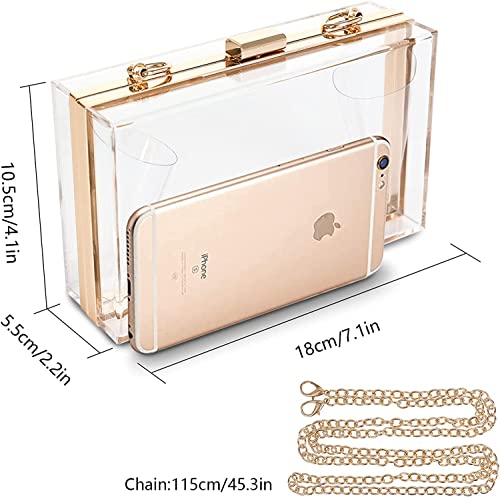 INOVERA Girls Transparent Evening Hand Clutch Women Party Wedding Purse Bag with Chain Strap - Image 2