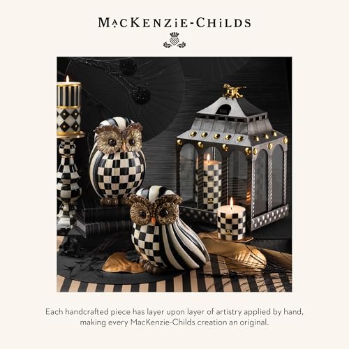 Image of MACKENZIE-CHILDS Owl Set, Black-and-White Courtly Check and Courtly Stripe