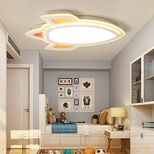 LITFAD Simple Cartoon Rocket Dimmable LED Ceiling Light illuminated with warm light