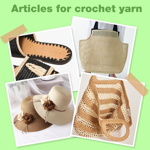 Image of Raffia Yarn for Crochet, Soft Cotton Yarn for Crocheting Summer Beach Bag /Hat, 114 Yards /1.76 Ounce Ribbon Paper Yarn for Beginners DIY Hand Knitting Handbag(Red)