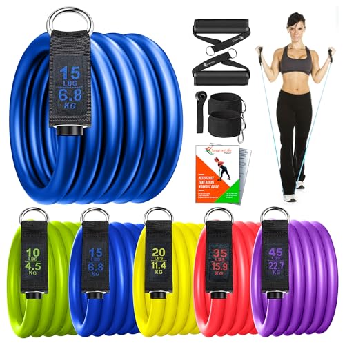 SmarterLife Resistance Bands with Handles, Physical Therapy Strap, Exercise Band to Tone Arms, Legs...