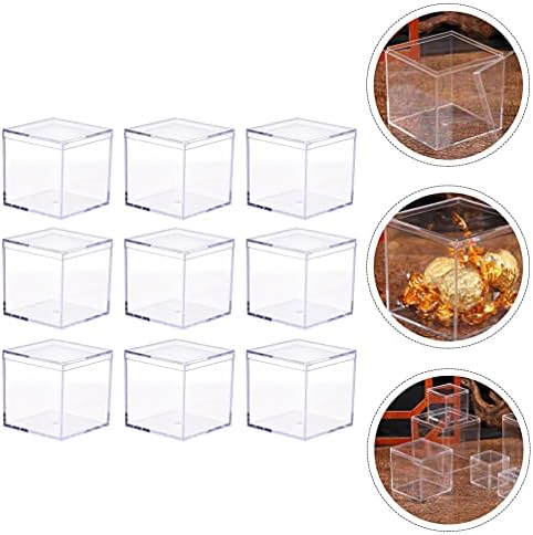 Cabilock 9pcs Clear Acrylic Display Boxes Square Cube Candies Box Lucite Boxes Storage Containers Organizer for Gifts Party Favors Treats Pill Jewelry 6. 5X6. 5cm