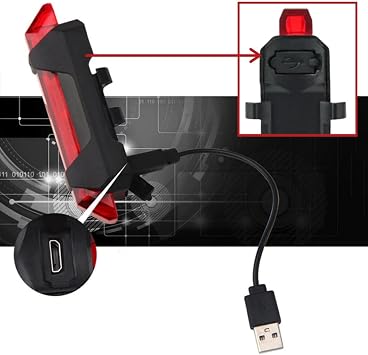 5DM-Usb Şarj Edilebilir Parlak Bisiklet Led Lamba Su Geçirmez Güvenlik Uyarı Arka Lamba Işığı