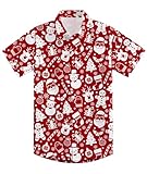 UNICOMIDEA Little Boys Ugly Christmas Shirts Size 6-7 Short Sleeves Kids Hawaiian Shirt Funny 3D On The Beach Print Boy Button Down T-Shirts Birthday Holiday