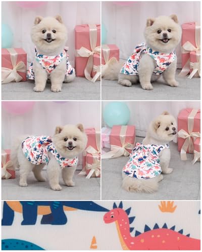 Image of CuteBone UPF50+ Dog Dresses for Small Dogs, Summer Sleeveless Deep V-Back Pet Dress with Big Bow, Breathable Swimwear Fabric, Cooling Stretchy Puppy Clothes for Outdoor Wedding Party Beach DV08XS
