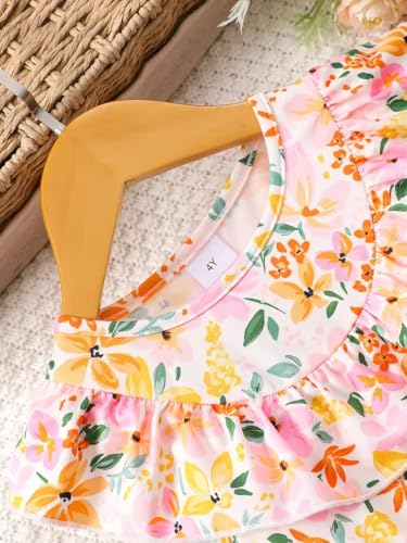 Image of TAGAS Girl Swiss Dot Ruffle Trim Belted Dress || Bagy Girl Dress||Baby Frock ||Sleeveless Dress for Girls