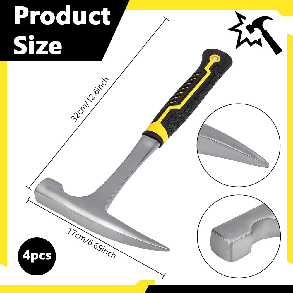 4 Stück Gesteinshammer 32cm Stahl Geologenhammer Geschmiedet Mit Spitzer Spitze Für Bergbau Geologische Prospektion Und Camping