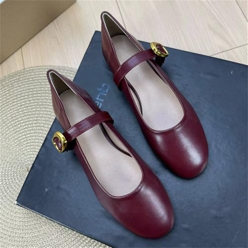 TN TANGNEST Women's Flats Classical Square Toe One Line Strap Mary Jane Flats Soft Slip On Flats2