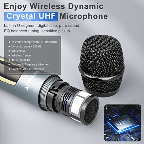 PA-System 3-Wege-Außenlautsprecher Karaoke-Maschine, wiederaufladbares tragbares Bluetooth 5.0 mit drahtlosem Kristallmikrofon, Fernbedienung unterstützen TWS/LINE IN/FM (GTSK10-3)