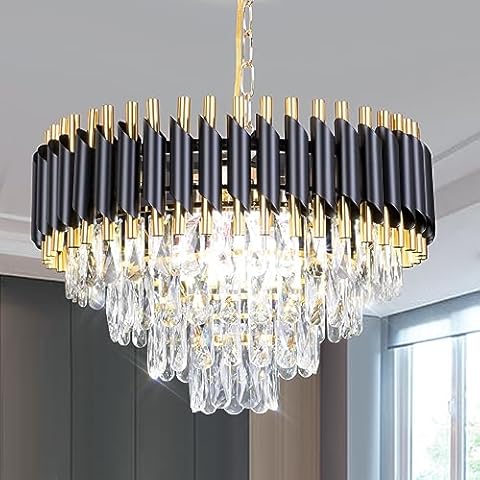FRIXCHUR Modern Crystal Chandelier with Warm Light Cover
