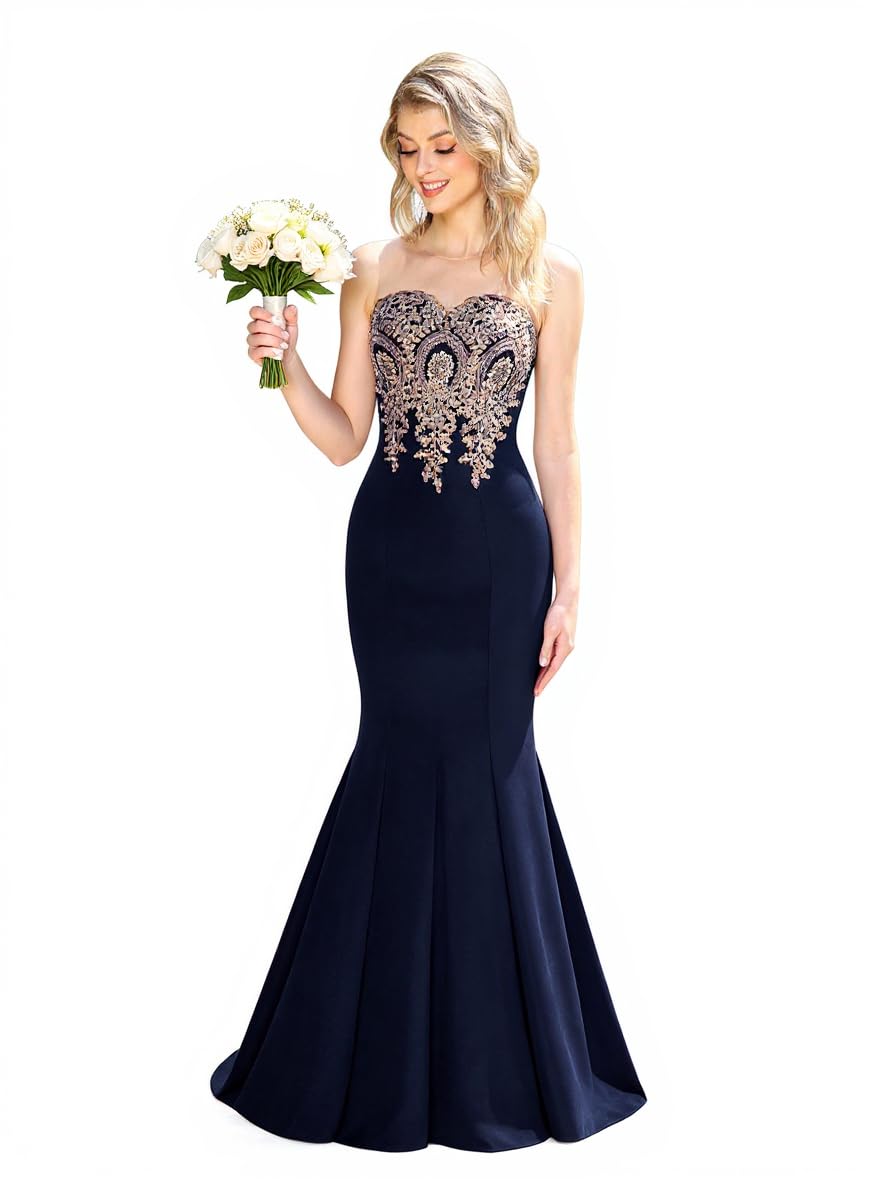 BABYONLINE D.R.E.S.S. Formal Dresses for Women Bodycon Mermaid Appliques Lace Elegant Prom Dress XIN262