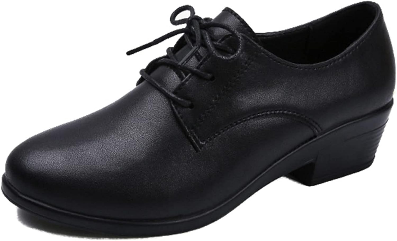 ブウケ オックスフォードシューズ マニッシュシューズ レディース おじ靴 ラウンドトゥ レースアップ 厚底 フェイクレザー ビジネスシューズ ミドル ヒール スムース ダンス パンプス 学院風 結婚式 入園 入学 卒園式 卒業式 Faz Co Zm