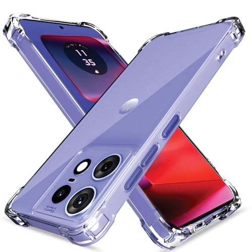 Image of Amazon Basics Back Cover for Motorola Moto Edge 50 Pro 5G PC + TPU Clear Transparent Raised Edges Shockproof Protective Phone Bumper Case(Transparent)