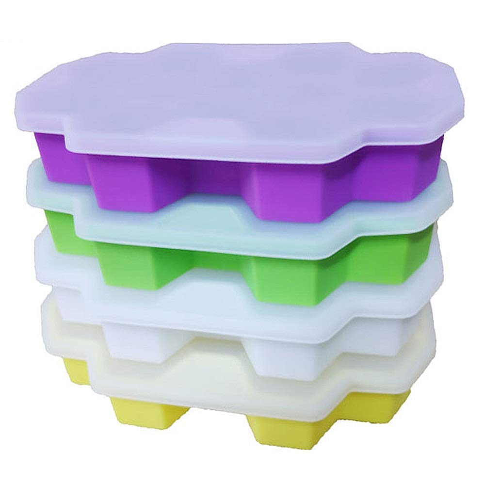 LIUFENGLONG Ice Cube Molds 2-Pack Ice Cubes Food Grade Silica Gel Flexible with Spill-Resistant Removable Lid Ice Cube Molds Multicolor Optional Easy Ice Release and Clean (Color : Green, Size : S)