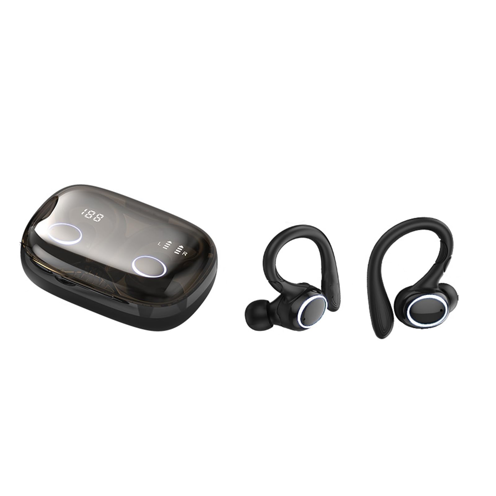 Bluetooth Headphones Wireless Earbuds with Ear Hooks Noise Canceling High Sound Quality IPX5 Waterproof Stereo Bass Over-Ear Sports
