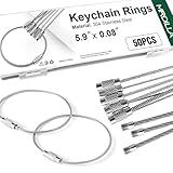 Mrdilla 50 Pcs 6 Inch Wire Keychain Cables, Stainless Steel Key Rings Loops for Luggage Tags, Keys, and Outdoor Gear