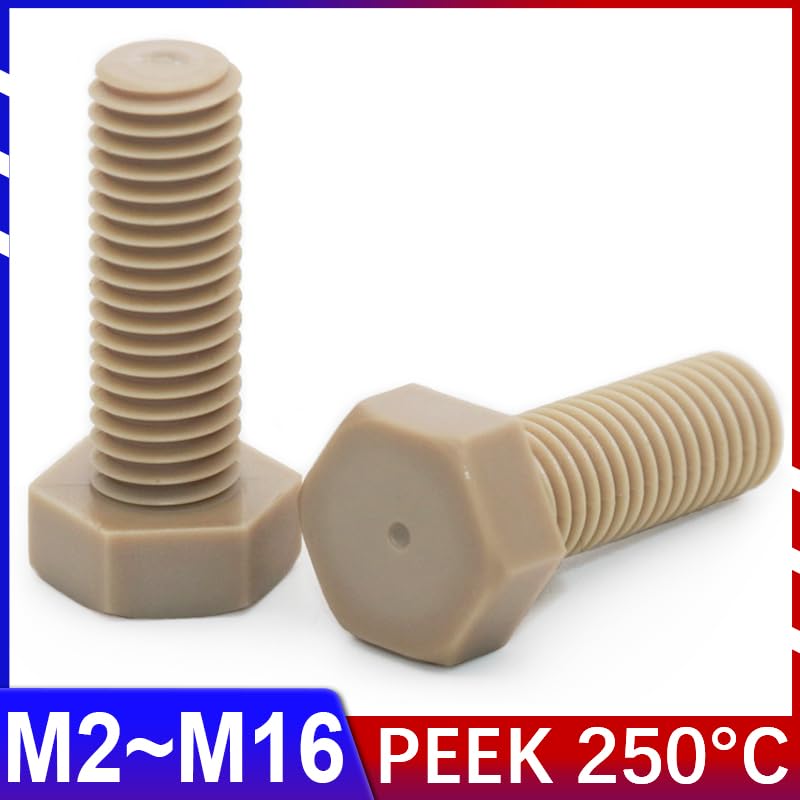 Outer Hexagon Screw Resistant High Strength Acid and Alkali Corrosion Bolt M2-M16 Temperature 250°C(65mm,M10 (1Pcs))