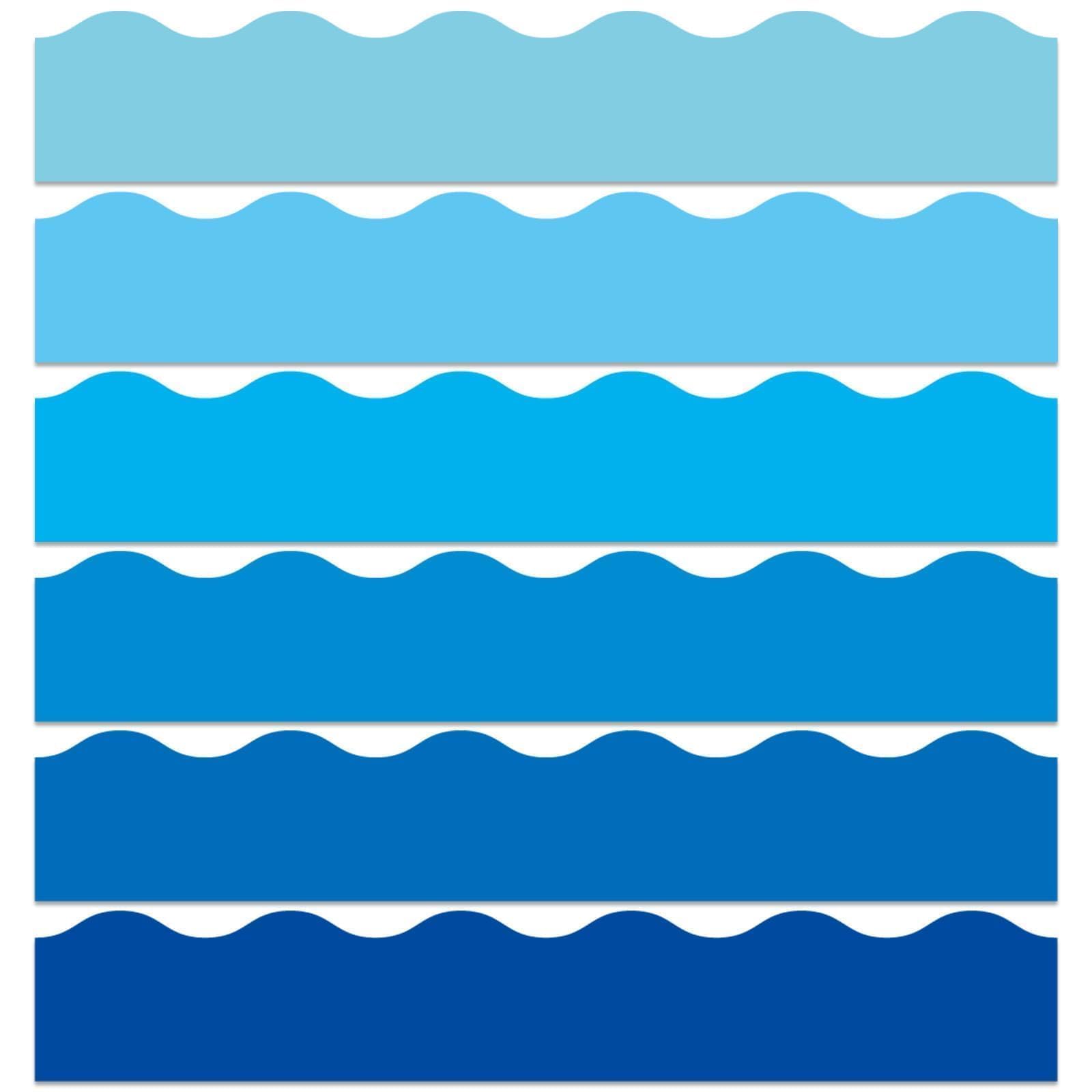 85 Feet Blue Bulletin Board Border 72 Pcs Classroom Scalloped Light Blue Bulletin Board Paper 6 Scalloped Border Trim Boho Blue Sea Ocean Spring DIY