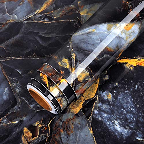 Image of LaCheery 160 x 24 inch Sapphire Look Marble Contact Paper Decorative Self Adhesive Wall Paper Waterproof Wallpaper Stick and Peel Marble Countertop Contact Paper for Kitchen Island Cabinets Backsplash
