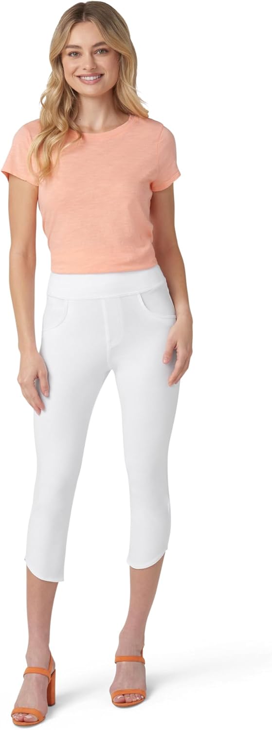 HUE Womens Super Soft Stretch High Rise Denim Capri Leggings with Tulip Hem, No Side Seams - Image 6