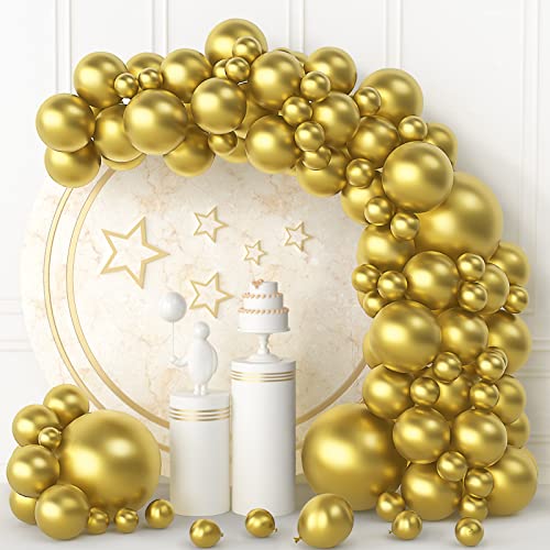 100 Piezas de Globos Dorados Kit de Arco de Globos de Oro MetáLico 18 12 10 5 Pulgadas Globos de...