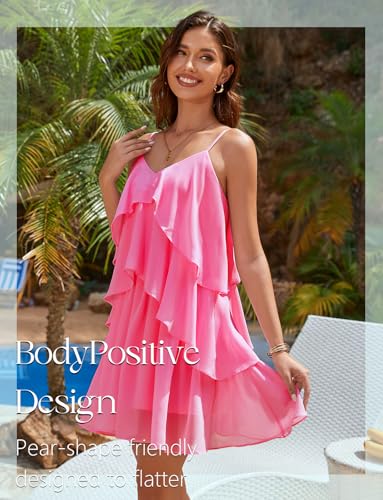 Image of DRESSTELLS Women's Cocktail Ruffle Tiered Dresses, Formal Wedding Guest Graduation Party Mini Dress