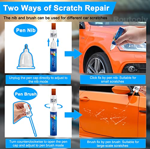 Routooly Touch Up Paint Pen For Cars Scratch Repair Wheel Fill Paint Pen Car Paint Scratch Remover Repair Pen 2-In-1 Auto Touch-Up Paint Pen Multi-Color Optional For Various Cars - Vibrant Orange #TOP1