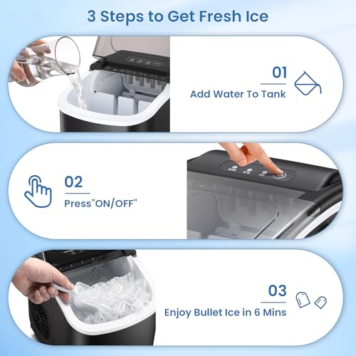 Image of Antarctic Star Ice Makers Countertop with Auto-Cleaning, 9 Bullet Ice Cubes in 6 Mins, 26lbs /Day, Portable Ice Machine with Handle, Basket and Scoop for Home, Kitchen, Office, Party