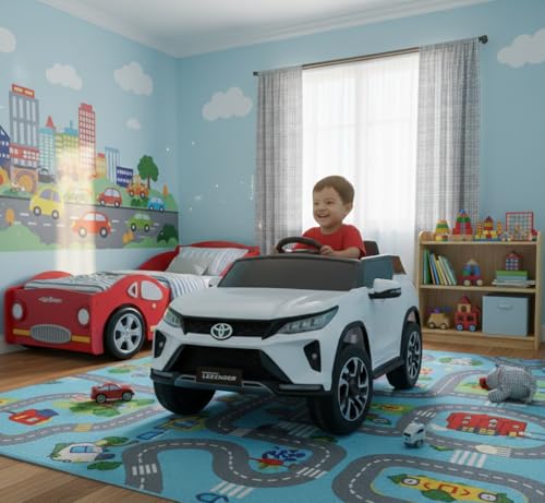 Image of Kids Officially Licensed Toyota Legender | Toyota Innova Crysta 12V Electric Ride On Car for Kids with Remote Control, Music and Light1-6 Yrs Car Battery Operated Ride On (White)